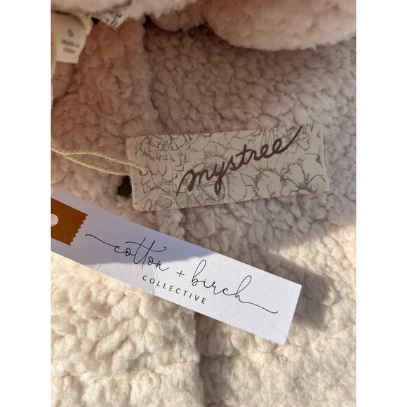 New Mystree Jacket Women Sz Small Cream Fleece Collared Long Sleeve Snap Button - Picture 6 of 8